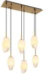 GLOBO Pendelleuchte messing Opal klar Glas Metall B/H/T: ca. 24x120x72 cm E14 6