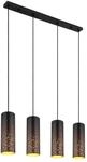 GLOBO Pendelleuchte schwarz gold Metall B/H/T: ca. 10x150x80 cm E27 4 Brennstellen