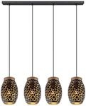 GLOBO Pendelleuchte Narri schwarz gold Metall B/H/L: ca. 15x120x90 cm E27 4