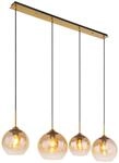 GLOBO Pendelleuchte klar messing Metall B/H/T: ca. 25x120x120 cm E27 4 Brennstellen