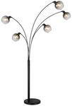 Stehlampe Seymour schwarz Rauchglas B/H/L: ca. 110x208x98 cm E27 5 Brennstellen