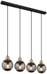 GLOBO Pendelleuchte schwarz Rauch Glas Metall B/H/T: ca. 15x110x75 cm E27 4
