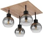 GLOBO Deckenleuchte 15656-4D schwarz natur Rauch Metall MDF Glas B/H/L: ca.