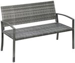 Outsunny Gartenbank grau Polyrattan B/H/L: ca. 60x122x85 cm