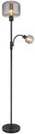GLOBO Stehlampe grau mattschwarz Metall Glas H/D: ca. 165x25 cm E27 1 Brennstellen