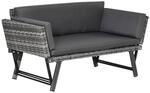 Outsunny Gartensofa grau Polyrattan B/H/L: ca. 63x129x67 cm