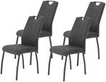 Stuhl 4er Set ELIF III anthrazit grau Microfaser Metall B/H/T: ca. 44x96x64 cm