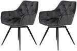 Stuhl Florentina 2er Set anthrazit Vintage Samtoptik B/H/T: ca. 49x84x63 cm