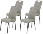 Stuhl 4er Set ELIF III grau Vintage grau Microfaser Metall B/H/T: ca. 44x96x64 cm