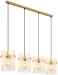 GLOBO Pendelleuchte klar gold Metall B/H/T: ca. 20x140x110 cm E27 4 Brennstellen