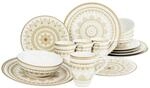 CreaTable Kombiservice MANDALA GOLD wei&szlig; Steinzeug 16 tlg.