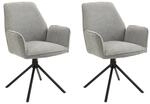 Stuhl BLAIR 2er-Set hellgrau schwarz Webstoff Metall B/H/T: ca. 57x89x61 cm