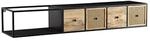 TV-Bank schwarz pulverbeschichtet natur Eisen Echtholz B/H/T: ca. 150x25x35 cm