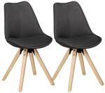 Stuhl 2er-Set grau natur Stoff Echtholz B/H/T: ca. 49x87x52 cm