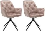 byLIVING Sessel SARINA 2er-Set beige Vintage Samt Metall B/H/T: ca. 59,5x89x62 cm