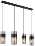 GLOBO Pendelleuchte schwarz Metall B/H/T: ca. 12,3x150x92 cm E27 4 Brennstellen