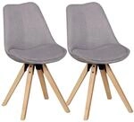 Stuhl 2er-Set hellgrau natur Stoff Echtholz B/H/T: ca. 49x87x52 cm