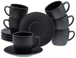 CreaTable Cappuccinotassen-Set Soft Touch schwarz Steinzeug 12 tlg.