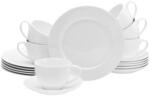 CreaTable Kaffeeservice Fleur Royal cremewei&szlig; Porzellan 18 tlg.