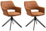 Stuhl ESTELLE 2er-Set braun Vintage schwarz Stoff Metall B/H/T: ca. 57x84x61 cm
