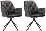 byLIVING Sessel SARINA 2er-Set anthrazit Vintage Samt Metall B/H/T: ca. 59,5x89x62