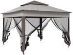 Outsunny Pavillon hellgrau Edelstahl B/H/L: ca. 325x325x270 cm