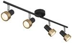 GLOBO Spot mattschwarz Chrom altgold Metall B/H/T: ca. 60x13,5x8,5 cm GU10 4