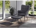 byLIVING Sessel UTA dunkelgrau schwarz Webstoff Metall B/H/T: ca. 72x97x80 cm