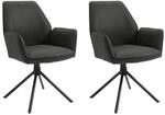 Stuhl BLAIR 2er-Set anthrazit Vintage schwarz Stoff Metall B/H/T: ca. 57x89x61 cm