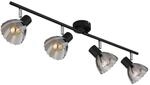 GLOBO Strahler mattschwarz Satiniert Rauch Metall Glas B/H/T: ca. 70x19x35 cm E14 4