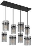GLOBO Pendelleuchte mattschwarz schwarz Rauch Metall Glas B/H: ca. 110x125 cm E27 8