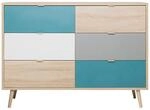 Kommode Cuba Eiche Sonoma Nachbildung wei&szlig; grau petrol B/H/T: ca. 120x87x40 cm