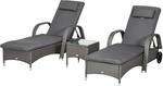 Outsunny Gartenliege 2er Set dunkelgrau Glas B/H/L: ca. 73x103x200 cm