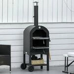 Outsunny Pizzaofen mit Schornstein schwarz Stahl B/H/L: ca. 54x161x63 cm