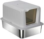PawHut Katzentoilette grau Kunststoff B/H/L: ca. 60,5x41,5x40,5 cm