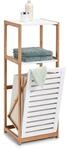 Standregal mit W&auml;schesammler wei&szlig; Bambus B/H/L: ca. 33x98x36,3 cm