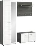 Garderobe SALSA Eiche Rauchsilber Nachbildung wei&szlig; Hochglanz B/H/T: ca. 155x192x37
