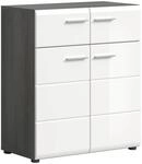 Schuhkommode SALSA Rauchsilber Nachbildung wei&szlig; Hochglanz B/H/T: ca. 80x90x37 cm