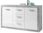 Sideboard Stone Beton Optik wei&szlig; gl&auml;nzend B/H/T: ca. 147x89x37 cm