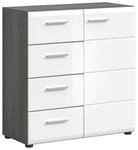Kommode SALSA Rauchsilber Nachbildung wei&szlig; Hochglanz B/H/T: ca. 75x85x37 cm