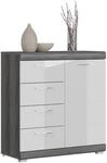 Kommode SCOUT Rauchsilber Nachbildung wei&szlig; Hochglanz B/H/T: ca. 80x85x37 cm