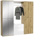 Garderobe PROJEKT Eiche Artisan Nachbildung wei&szlig; Hochglanz Spiegel B/H/T: ca.