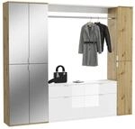 Garderobe PROJEKT Eiche Artisan Nachbildung wei&szlig; Hochglanz Spiegel B/H/T: ca.