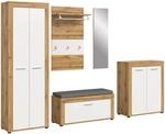 Garderobe JAM Eiche Wotan Nachbildung wei&szlig; B/H/T: ca. 285x191x35 cm