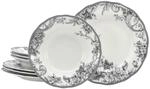 CreaTable Tafelservice Adelaide Grau wei&szlig; Porzellan 8 tlg.