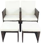 VCM Gartenstuhl 4er Set braun Rattan B/H/L: ca. 53x84x53 cm
