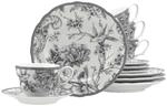 CreaTable Kaffeeservice Adelaide Grau grau Porzellan 12 tlg.