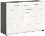 Kommode SALSA Rauchsilber Nachbildung wei&szlig; Hochglanz B/H/T: ca. 120x85x37 cm