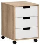 Rollcontainer Emmik wei&szlig; matt Eiche Eiche wei&szlig; Nachbildung B/H/T: ca. 40,1x57x50 cm