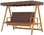 Outsunny Hollywoodschaukel braun Holz B/H/L: ca. 130x181x236 cm